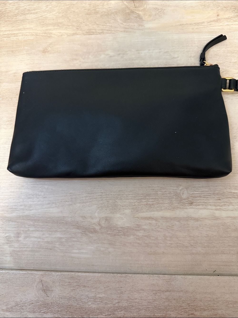 Tory Burch Black Suede Clutch with Gold Logo Medallion - Picture 3 of 6